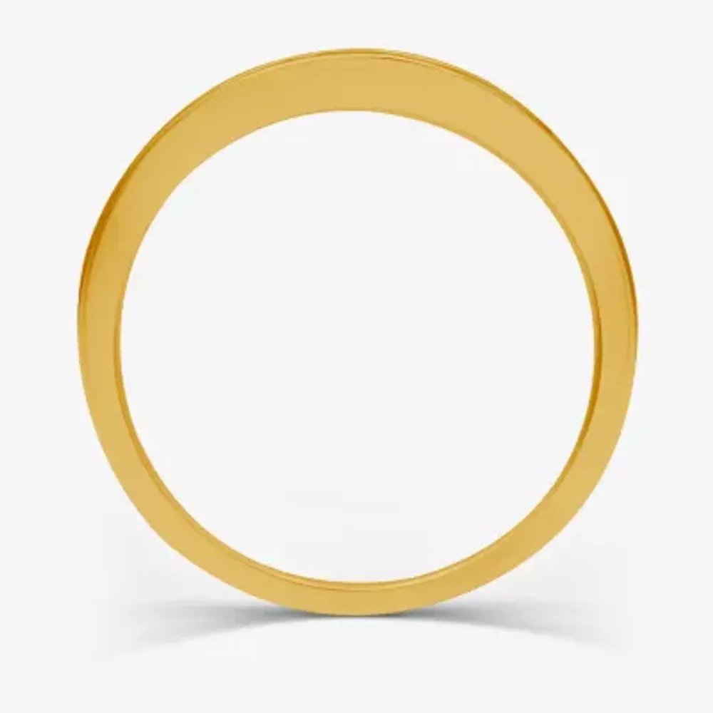 Modern Bride Gemstone 1/8 CT. T.W. Lab Created Blue Sapphire Gold Over Silver Wedding Band