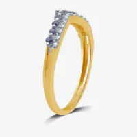 Diamond Accent Lab Created Sapphire Sterling Silver or 14K Gold Over Wedding Band