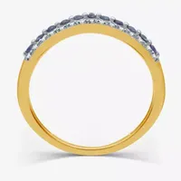 Diamond Accent Lab Created Sapphire Sterling Silver or 14K Gold Over Wedding Band