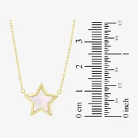 Womens White Mother Of Pearl 14K Gold Star Pendant Necklace