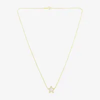 Womens White Mother Of Pearl 14K Gold Star Pendant Necklace