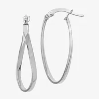 Made in Italy 14K White Gold 26mm Oval Hoop Earrings