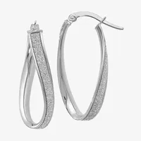 Made in Italy 14K White Gold 28mm Oval Hoop Earrings