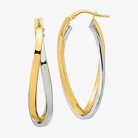 Made in Italy 14K Two Tone Gold 36.3mm Oval Hoop Earrings