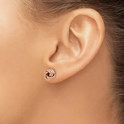 Made in Italy 14K Rose Gold 9mm Knot Stud Earrings