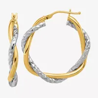 Made in Italy 14K Two Tone Gold 28.7mm Hoop Earrings