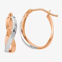 Made in Italy 14K Rose Gold 14K White Gold 18mm Hoop Earrings