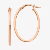 Made in Italy 10K Rose Gold 26.7mm Oval Hoop Earrings