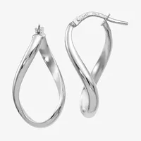 Made in Italy 14K White Gold 24mm Oval Hoop Earrings