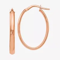 Made in Italy 10K Rose Gold 26mm Oval Hoop Earrings