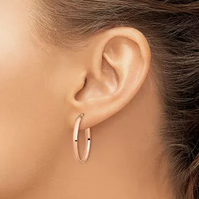 Made in Italy 10K Rose Gold 26mm Oval Hoop Earrings