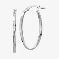 Made in Italy 14K White Gold 30mm Oval Hoop Earrings