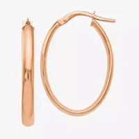 Made in Italy 10K Rose Gold 26mm Oval Hoop Earrings