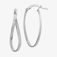 Made in Italy 10K White Gold 26mm Oval Hoop Earrings