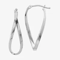 Made in Italy 10K White Gold 27.6mm Hoop Earrings