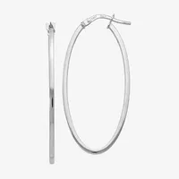 Made in Italy 14K White Gold 40mm Oval Hoop Earrings