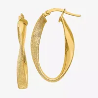 14K Gold 10mm Oval Hoop Earrings