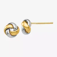 14K Two Tone Gold 8mm Knot Stud Earrings