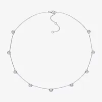 Womens 16 Inch White Moissanite Sterling Silver Link Necklace