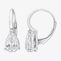 Lab Created White Moissanite Sterling Silver Drop Earrings