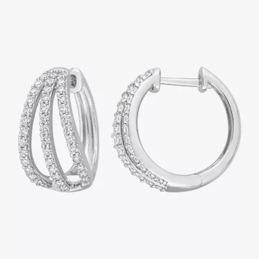 Lab Created White Moissanite Sterling Silver 18mm Hoop Earrings