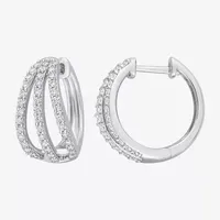 Lab Created White Moissanite Sterling Silver 18mm Hoop Earrings