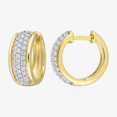 Womens 1/2 CT. T.W. Lab Created White Moissanite 18K Gold Over Silver 14mm Hoop Earrings