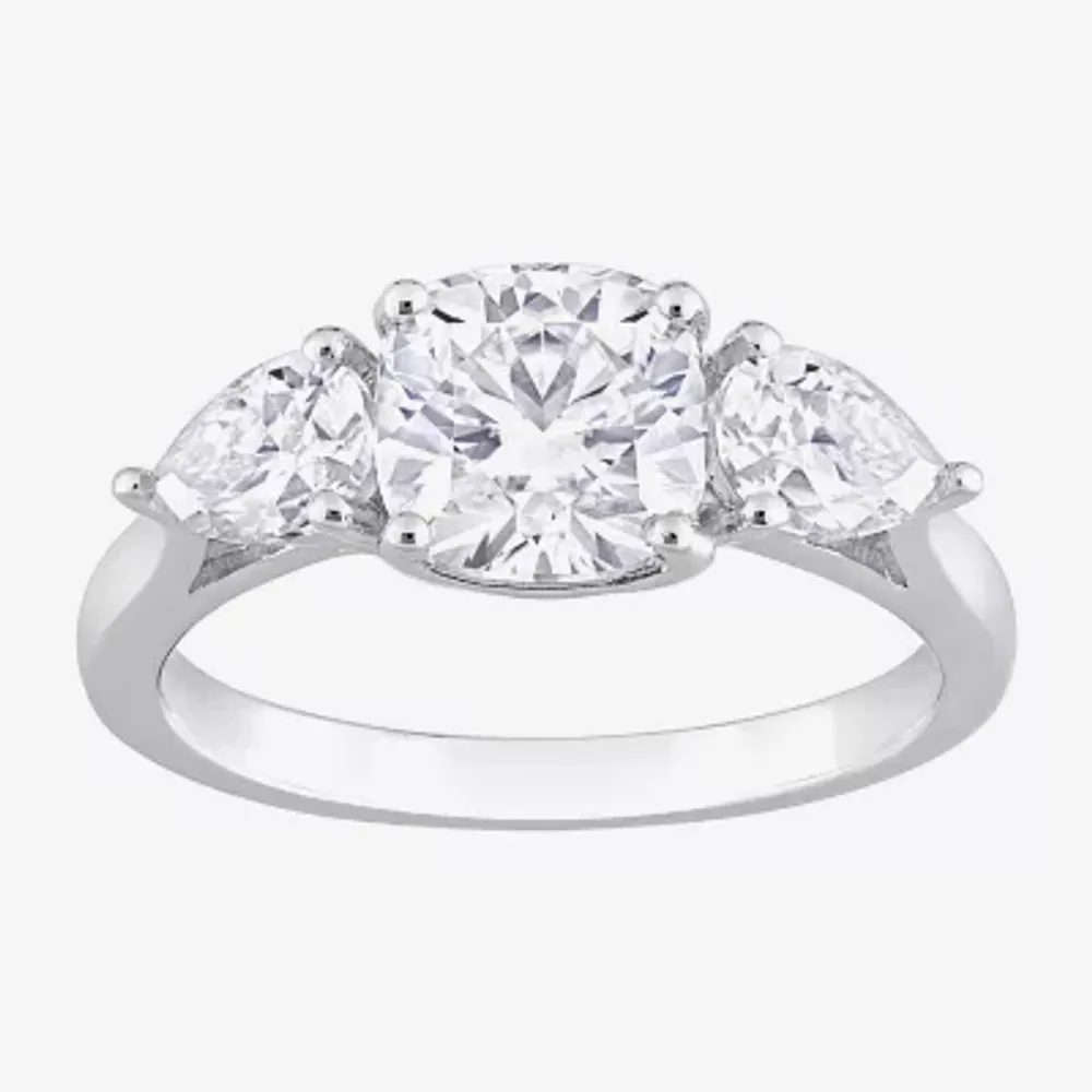 Womens 3 CT. T.W. Lab Created White Moissanite Sterling Silver 3-Stone Engagement Ring
