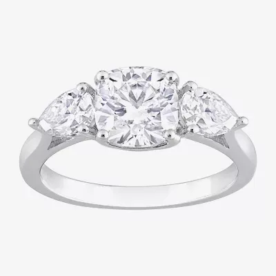 Womens 3 CT. T.W. Lab Created White Moissanite Sterling Silver 3-Stone Engagement Ring