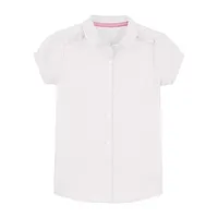 IZOD Little & Big Girls Stretch Fabric Short Sleeve Button-Down Shirt