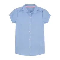 IZOD Little & Big Girls Stretch Fabric Short Sleeve Button-Down Shirt