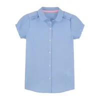 IZOD Little & Big Girls Short Sleeve Stretch Fabric Button-Down Shirt