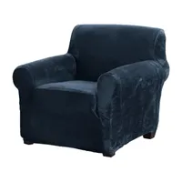 Linery Stretch Velvet-Plush Armchair Slipcover