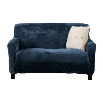 Linery Stretch Velvet-Plush Sofa Slipcover