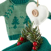 North Pole Trading Co. Green Sweater & Mitten 2-pc. Christmas Ornament