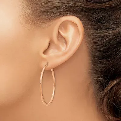 14K Rose Gold 45mm Round Hoop Earrings