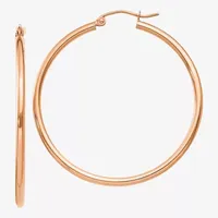 14K Rose Gold 40mm Round Hoop Earrings