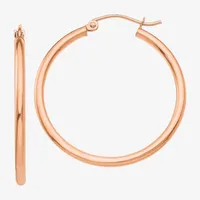 14K Rose Gold 30mm Round Hoop Earrings