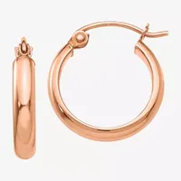 14K Rose Gold 15mm Round Hoop Earrings