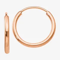 14K Rose Gold 14mm Round Hoop Earrings