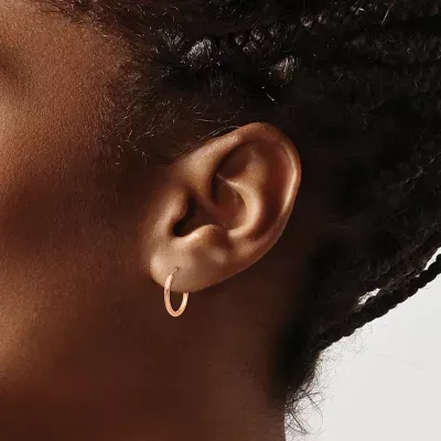 14K Rose Gold 14mm Round Hoop Earrings