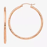 14K Rose Gold 35mm Round Hoop Earrings