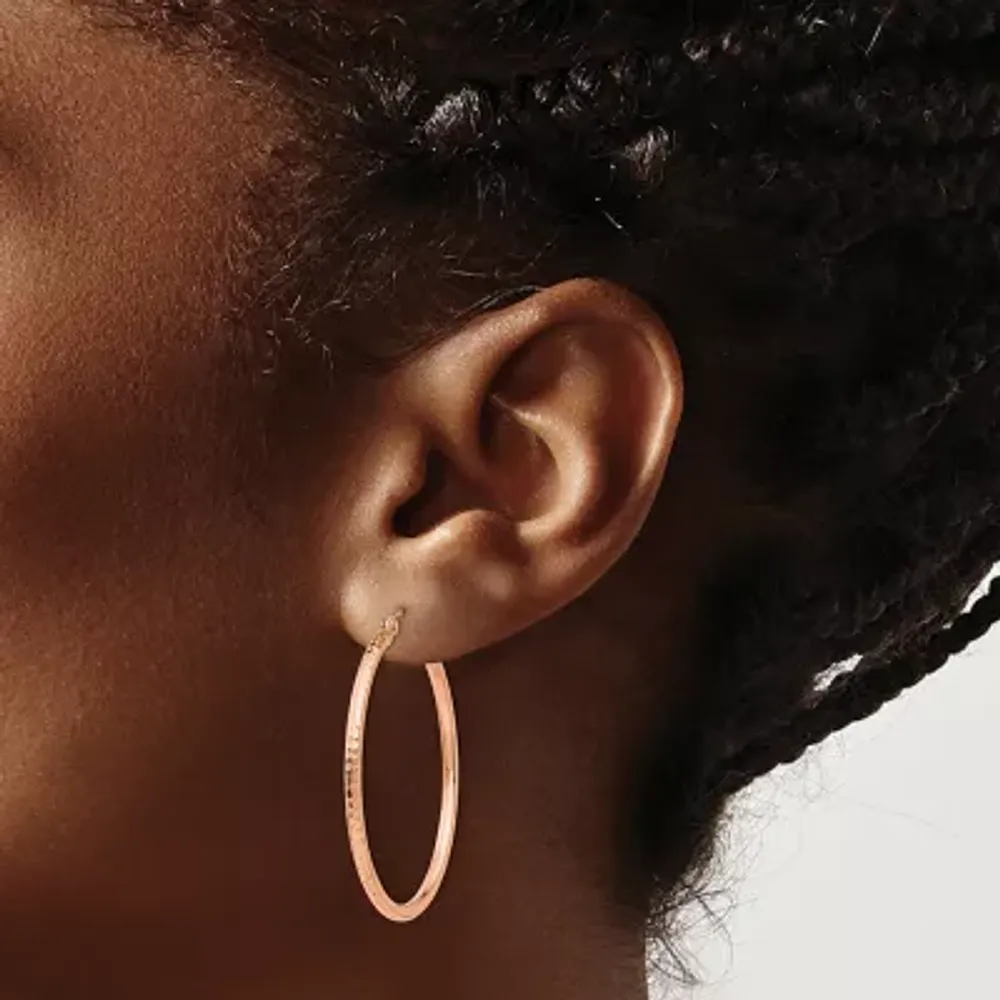 14K Rose Gold 35mm Round Hoop Earrings