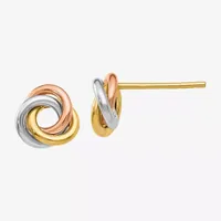 14K Tri-Color Gold 8mm Knot Stud Earrings