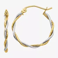 14K Two Tone Gold 16mm Round Hoop Earrings