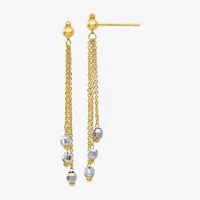 14K Two Tone Gold Ball Drop Earrings