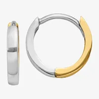 14K Two Tone Gold 7mm Round Hoop Earrings