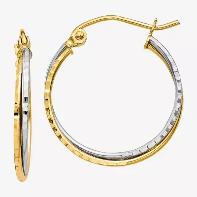 14K Two Tone Gold 20mm Round Hoop Earrings