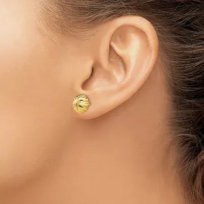 14K Gold 9.5mm Round Stud Earrings