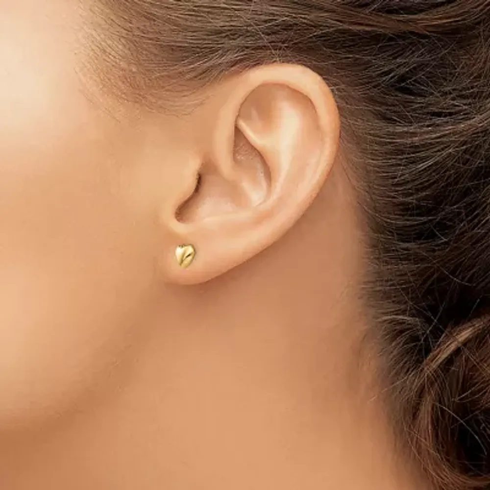 14K Gold 6mm Heart Stud Earrings